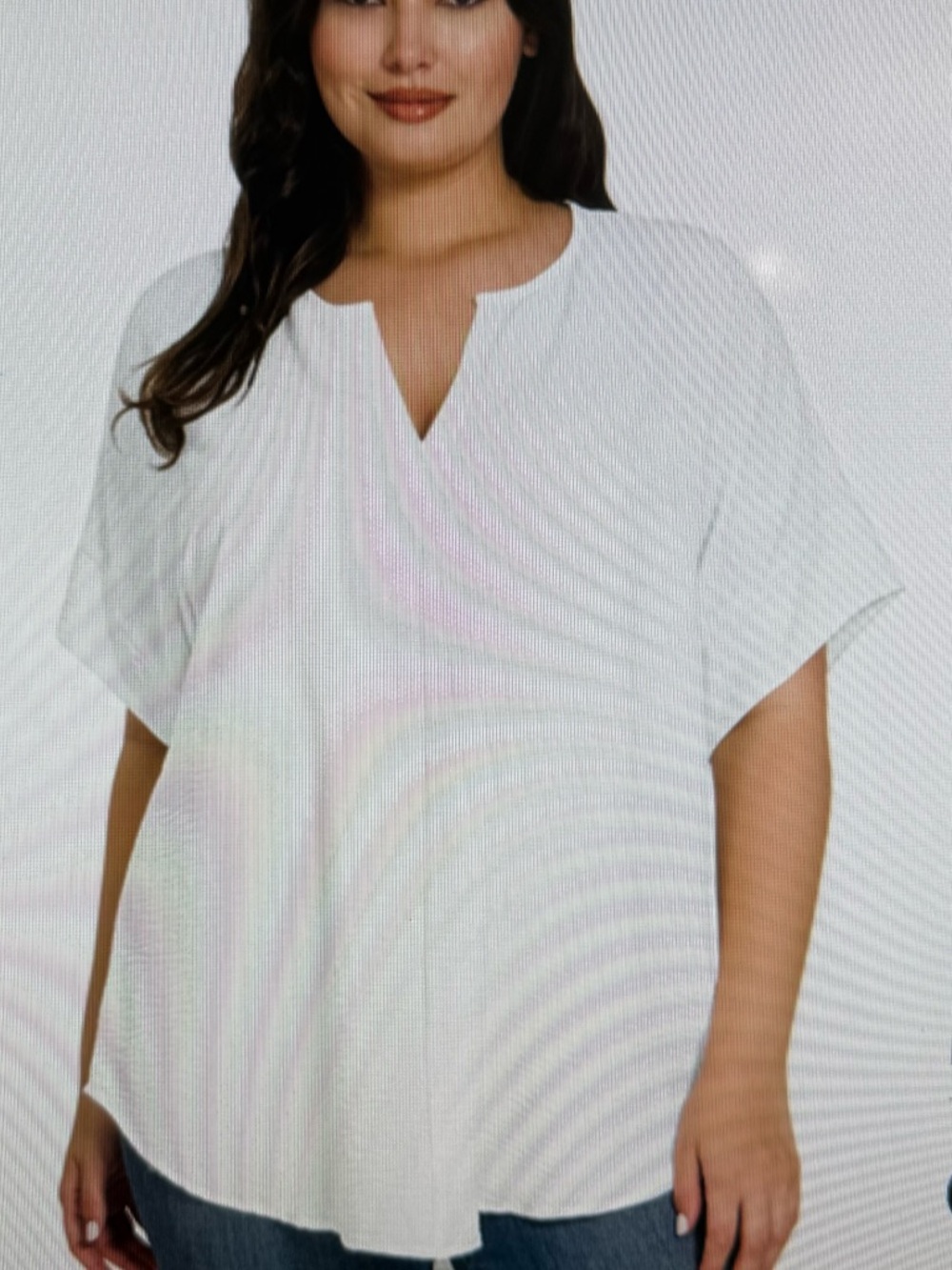 QT-1229X OW Zenana Woven Airflow Short Sleeve Top Plus Sizes